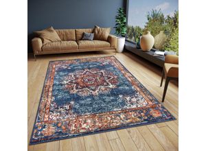 Teppich HANSE HOME "Maderno", blau, B:200cm H:8mm L:280cm, Polypropylen (PP), Jute, Polyester, Teppiche, Läufer, Orientalisch, Kurzflor, Wohnzimmer, Schlafzimmer, Esszimmer