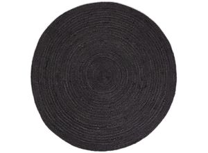 Teppich CARPETFINE "Nele Juteteppich Naturfaser", grau (anthrazit), H:6mm Ø:200cm, Jute, Teppiche, geflochtener Wendeteppich aus 100%Jute, in rund und oval, viele Größen