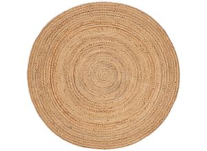 Teppich CARPETFINE "Nele Juteteppich Naturfaser", beige (natur), H:6mm Ø:200cm, Jute, Teppiche, geflochtener Wendeteppich aus 100%Jute, in rund und oval, viele Größen