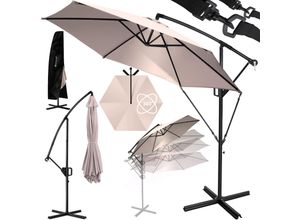 KESSER® Alu Ampelschirm Sonnenschirm + Abdeckung Ø300 cm / Ø350 cm mit Kurbelvorrichtung Kurbelschirm mit Ständer UV-Schutz Aluminium Wasserabweisende Bespannung - Schirm Gartenschirm Marktschirm