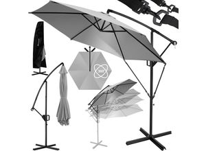 KESSER® Alu Ampelschirm Sonnenschirm + Abdeckung Ø300 cm / Ø350 cm mit Kurbelvorrichtung Kurbelschirm mit Ständer UV-Schutz Aluminium Wasserabweisende Bespannung - Schirm Gartenschirm Marktschirm