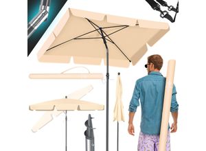 KESSER® Sonnenschirm Rechteckig Inkl. 2in1 Abdeckung & Transporttasche Gartenschirm Terrassenschirm Schirm 200 × 125cm für Balkon Garten & Terrasse Neigungswinkel und Höhe verstellbar