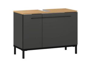 Produktbild Xora Waschbeckenunterschrank Yonkers 549 , Graphit, Eiche , Metall , 2 Fächer , einzeln stellbar , 80x59x34 cm , Made in Germany , stehend ,