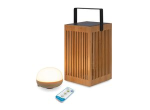 New Garden LED-AUßENLEUCHTE Okinawa , Braun , Naturmaterialien , 14.5x24x14.5 cm , 3 Helligkeitsstufen, LED-Leuchtmittel austauschbar, tragbar,