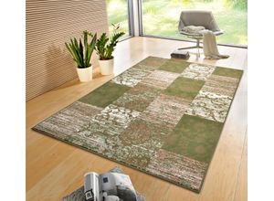 Teppich HANSE HOME "Bloques", beige (creme, grün), B:160cm H:9mm L:230cm, Polypropylen (PP), Teppiche, Kurzflor, Weich, Mehrfarbig, Wohnzimmer, Schlafzimmer, Esszimmer
