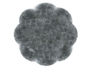 Fellteppich HEITMANN FELLE "Lammfell Blütenform - Premium Qualität", grau, H:60mm Ø:140cm, Lammfell, Teppiche, echtes Austral. Lammfell, Ø 140 cm, besonders dicht & weich