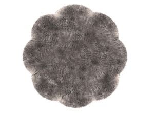 Fellteppich HEITMANN FELLE "Lammfell Blütenform - Premium Qualität", grau (taupe), H:60mm Ø:140cm, Lammfell, Teppiche, echtes Austral. Lammfell, Ø 140 cm, besonders dicht & weich