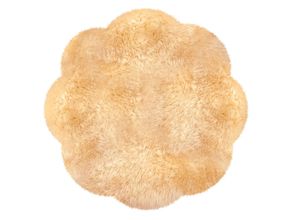 Fellteppich HEITMANN FELLE "Lammfell Blütenform - Premium Qualität", beige, H:60mm Ø:140cm, Lammfell, Teppiche, echtes Austral. Lammfell, Ø 140 cm, besonders dicht & weich
