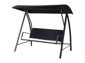 Hollywoodschaukel Gartenschaukel 3-Sitzer mit Dach Schwarz 198x124x179cm