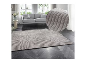 Designteppich ELLE DECORATION "Panglao", grau, B:200cm H:14mm L:290cm, Polyester, Polypropylen (PP), Teppiche, Flauschiger Kurzflor, Hoch Tief Effekt, Modern, Weich, Wohnzimmer