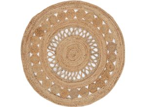 Teppich CARPETFINE "Juteteppich Ella", beige (natur), B:200cm H:5mm Ø:200cm, Jute, Teppiche