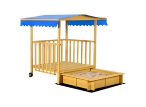 Sandkasten mit Dach, 133x129x137,5cm Sandkiste aus Holz mit Spielhaus