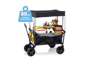 EASYmaxx Bollerwagen faltbar anthrazit/schwarz mit Dach