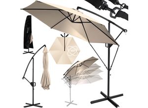 KESSER® Alu Ampelschirm Sonnenschirm + Abdeckung Ø300 cm / Ø350 cm mit Kurbelvorrichtung Kurbelschirm mit Ständer UV-Schutz Aluminium Wasserabweisende Bespannung - Schirm Gartenschirm Marktschirm