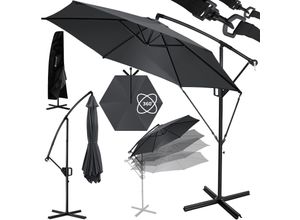 KESSER® Alu Ampelschirm Sonnenschirm + Abdeckung Ø300 cm / Ø350 cm mit Kurbelvorrichtung Kurbelschirm mit Ständer UV-Schutz Aluminium Wasserabweisende Bespannung - Schirm Gartenschirm Marktschirm