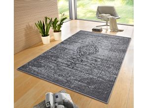Teppich HANSE HOME "Meridional", grau (grau, schwarz), B:235cm H:9mm L:320cm, Polypropylen (PP), Teppiche, Orientalisch, Orient, Kurzflor, Wohnzimmer, Schlafzimmer, Vintage