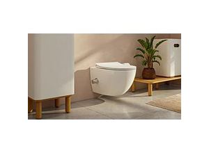 Vitra Aquacare Sento Wand-Tiefspül-WC-Set 7748B003-6205 mit Bidetfunktion, Thermostat-Armatur (rechts), weiß hochglanz