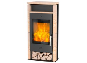 Kaminofen FIREPLACE "Santiago Sandstein", beige (schwarz), Kaminöfen, Tee- und Holzfach
