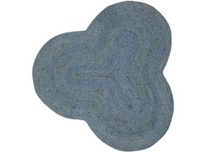 Teppich CARPETFINE "Alia Juteteppich", blau (hellblau), B:150cm H:10mm L:150cm, Jute, Teppiche, handgewebt aus Jute, Naturteppich, Sonderform blau, Boho Style, uni