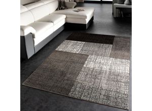 Teppich PACO HOME "Mondial 105", grau, B:230cm H:13mm L:320cm, Kunstfaser, Teppiche, Kurzflor, modernes Karo Muster, ideal im Wohnzimmer & Schlafzimmer
