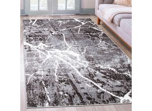 Teppich MY HOME "Manrik" Gr. 31, grau, B:280cm H:9mm L:380cm, Kunstfaser, Teppiche, mit besonders weichem Flor, Kurzflor, modernes Marmor-Design