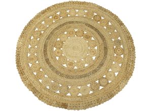 Sisalteppich CARPETFINE "Juteteppich Finn", beige (natur), H:13mm Ø:150cm, Jute, Teppiche, natürliches Pflanzenmaterial von Hand gewebt, Boho Style