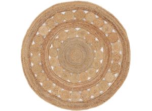 Teppich CARPETFINE "Juteteppich Dana", beige (natur), B:200cm H:5mm Ø:200cm, Jute, Teppiche