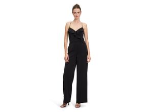 Overall VERA MONT "Vera Mont Jumpsuit mit Volant", Damen, Gr. 36, Normalgrößen, schwarz, Obermaterial: 100% Polyester., elegant, figurbetont, V-Ausschnitt, ohne Ärmel, Overalls Volantrock, Volant