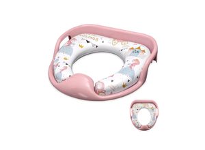 Lorelli Toilettensitz weich, Handgriffe, gepolstertes Sitzkissen, Spritzschutz rosa