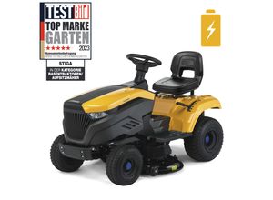 Akku-Rasentraktor STIGA GARDEN "Tornado 598e", gelb, B:119,8cm H:109,8cm L:164,7cm, Rasentraktoren, Tempomat, stufenloses ePower-Getriebe, 40 Ah Akku