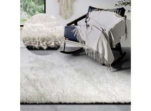 Hochflor-Teppich HANSE HOME "Olaf", weiß (ivory weiß), B:160cm H:38mm L:230cm, Polyester, Teppiche, Langflor, Shaggy, einfarbig, flauschig, weich, glänzend, modern, uni