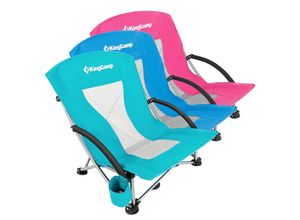 KINGCAMP Strand Liege Stuhl Camping Klapp Falt Sessel Niedrig Garten Stahl 136kg Farbe: cyan