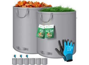 KESSER® Gartensack Set Laubsack Gartenabfallsack inkl. Handschuhe - Selbststehend 4 Griffe Stabil Robust & Faltbar - Laubsäcke Rasenschnitt Gartensäcke für Gartenabfälle Grünschnitt