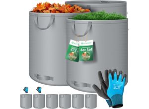 KESSER® Gartensack Set Laubsack Gartenabfallsack inkl. Handschuhe - Selbststehend 4 Griffe Stabil Robust & Faltbar - Laubsäcke Rasenschnitt Gartensäcke für Gartenabfälle Grünschnitt