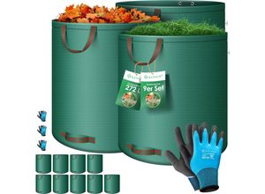 KESSER® Gartensack Set Laubsack Gartenabfallsack inkl. Handschuhe - Selbststehend 4 Griffe Stabil Robust & Faltbar - Laubsäcke Rasenschnitt Gartensäcke für Gartenabfälle Grünschnitt