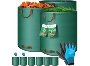 KESSER® Gartensack Set Laubsack Gartenabfallsack inkl. Handschuhe - Selbststehend 4 Griffe Stabil Robust & Faltbar - Laubsäcke Rasenschnitt Gartensäcke für Gartenabfälle Grünschnitt