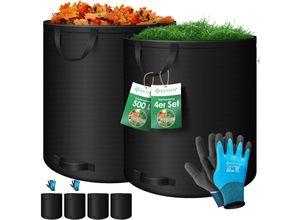 KESSER® Gartensack Set Laubsack Gartenabfallsack inkl. Handschuhe - Selbststehend 4 Griffe Stabil Robust & Faltbar - Laubsäcke Rasenschnitt Gartensäcke für Gartenabfälle Grünschnitt