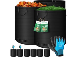 KESSER® Gartensack Set Laubsack Gartenabfallsack inkl. Handschuhe - Selbststehend 4 Griffe Stabil Robust & Faltbar - Laubsäcke Rasenschnitt Gartensäcke für Gartenabfälle Grünschnitt