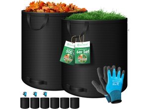 KESSER® Gartensack Set Laubsack Gartenabfallsack inkl. Handschuhe - Selbststehend 4 Griffe Stabil Robust & Faltbar - Laubsäcke Rasenschnitt Gartensäcke für Gartenabfälle Grünschnitt