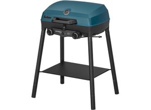 Gasgrill ENDERS "Campinggrill Explorer II PRO", schwarz, blau, B:59cm H:78cm T:48cm, Grills, robustes Gehäuse und Garhaube aus langlebigem und leichtem Aluguss