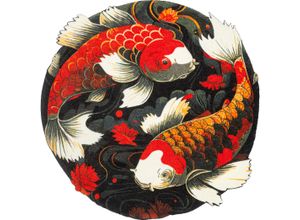 Teppich "Koi Couple", bunt, B:120cm H:9mm L:120cm Ø:120cm, Polyamid, WASH+DRY BY KLEEN-TEX, Teppiche