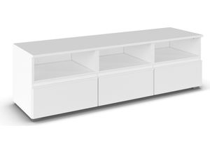 Schubkastenkommode RAUCH "Sideboard TV-Board TV-Bank Lowboard Kommode Strauraum JOEL", weiß (alpinweiß), B:140cm H:43cm T:42cm, Holzwerkstoff, Sideboards, mit drei Schubladen und drei offene Fächer MADE IN GERMANY
