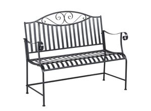 Gartenbank Sitzbank Parkbank 2-Sitzer Metallbank Stahlrahmen mit Armlehne für Garten Balkon und Terrasse bis 220 kg belastbar Grau 15,5 x 54 x 96 cm