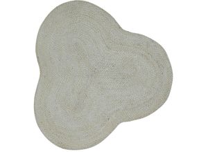 Teppich CARPETFINE "Alia Juteteppich", beige (creme), B:150cm H:10mm L:150cm, Jute, Teppiche, handgewebt aus Jute, Naturteppich, Sonderform blau, Boho Style, uni