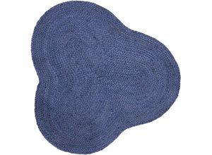 Teppich CARPETFINE "Alia Juteteppich", blau, B:150cm H:10mm L:150cm, Jute, Teppiche, handgewebt aus Jute, Naturteppich, Sonderform blau, Boho Style, uni