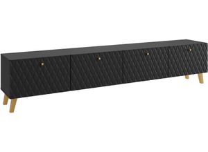 Lowboard INOSIGN "PHUKET", schwarz (graphite schwarz matt), B:190cm H:39cm T:32cm, Sideboards, TV-Board mit Strukturfront, Breite ca. 190 cm