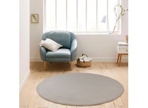 Teppich MY HOME "Kurzflor-Webteppich GRANADA 4800, uni Soft Touch", beige (naturweiß), H:20mm Ø:200cm, Polypropylen, Teppiche, leichter Glanz, auch in rund, Wohnzimmer, Schlafzimmer, Kinderzimmer