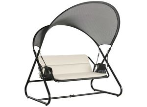 Ambia Garden Hollywoodschaukel , Schwarz, Hellgrau , Metall, Textil , Füllung: Schaumstoff , 166x190x145 cm , UV-beständig , Gartenmöbel,