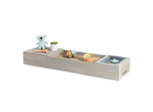 Muddy Buddy Sandkasten , Grau , Holz , Zypresse , massiv , 45x20x150 cm , EN 71 , mit Holzschutz vorbehandelt, Sitzfläche , Spielzeug, Holzspielzeug