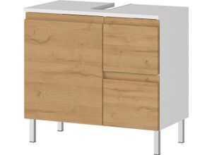 Produktbild Waschbeckenunterschrank GERMANIA "Torrance", weiß (weiß, grandson, eiche, nachbildung), B:60cm H:56cm T:34cm, Schränke, mit Schublade & Füßen aus Metall, griffloses Design, Made in Germany
